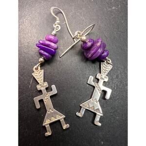 Vintage Sterling Silver Charoite Earrings – Kachina Dancer Dead Stock